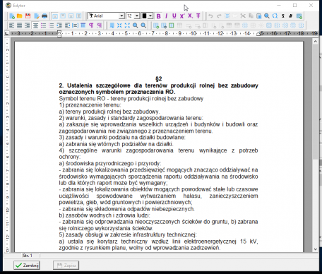 WINPLAN 2 - podgląd oraz edycja dokumentu z poziomu wbudowanego zaawansowanego edytora